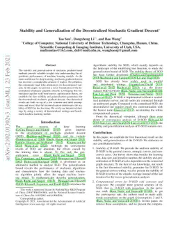 Stability and Generalization of the Decentralized Stochastic Gradient
  Descent