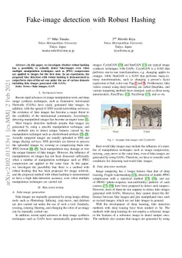 Fake-image detection with Robust Hashing