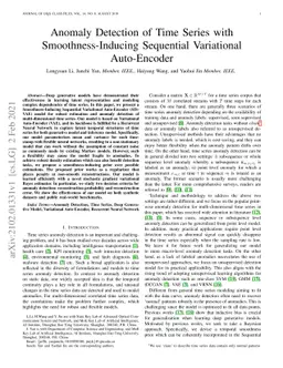 Anomaly Detection of Time Series with Smoothness-Inducing Sequential
  Variational Auto-Encoder
