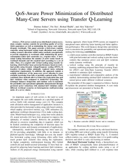 QoS-Aware Power Minimization of Distributed Many-Core Servers using
  Transfer Q-Learning
