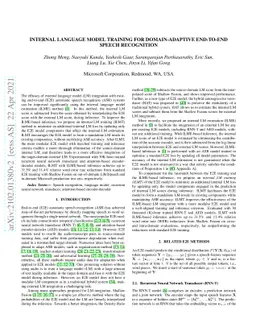 Internal Language Model Training for Domain-Adaptive End-to-End Speech
  Recognition