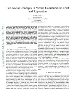 Two Social Concepts in Virtual Communities: Trust and Reputation