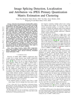 Image Splicing Detection, Localization and Attribution via JPEG Primary
  Quantization Matrix Estimation and Clustering
