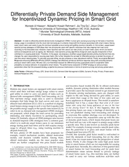 Differentially Private Demand Side Management for Incentivized Dynamic
  Pricing in Smart Grid