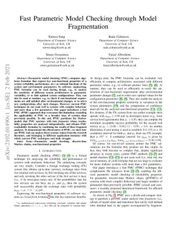 Fast Parametric Model Checking through Model Fragmentation