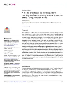 Mimicry mechanism model of octopus epidermis pattern by inverse
  operation of Turing reaction model