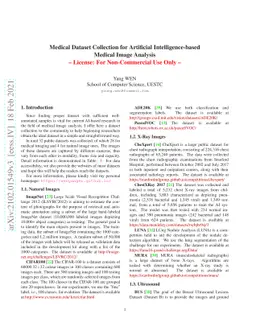 Medical Datasets Collections for Artificial Intelligence-based Medical
  Image Analysis