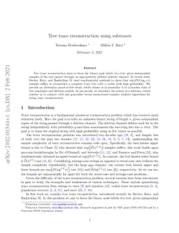 Tree trace reconstruction using subtraces