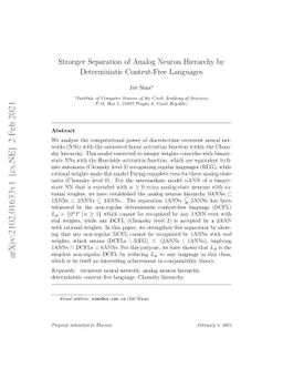 Stronger Separation of Analog Neuron Hierarchy by Deterministic
  Context-Free Languages