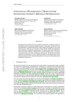 Continuous Wasserstein-2 Barycenter Estimation without Minimax
  Optimization