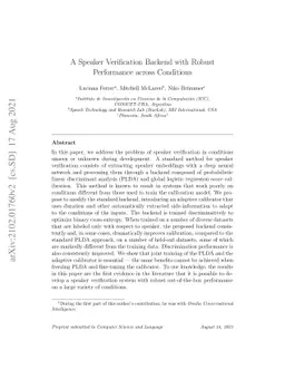 A Speaker Verification Backend with Robust Performance across Conditions