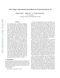 TAD: Trigger Approximation based Black-box Trojan Detection for AI