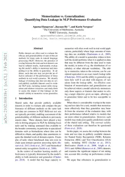 Memorization vs. Generalization: Quantifying Data Leakage in NLP
  Performance Evaluation