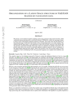 Organization of a Latent Space structure in VAE/GAN trained by
  navigation data