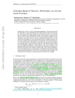 Towards Robust Neural Networks via Close-loop Control