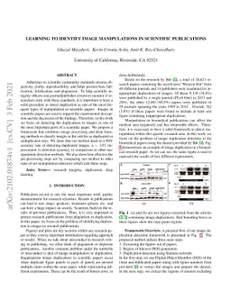 Learning to identify image manipulations in scientific publications