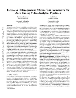 Llama: A Heterogeneous & Serverless Framework for Auto-Tuning Video
  Analytics Pipelines
