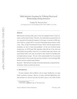 Multi-Instance Learning by Utilizing Structural Relationship among
  Instances