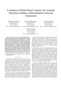 Evaluation of Point Pattern Features for Anomaly Detection of Defect
  within Random Finite Set Framework
