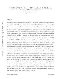 HeBERT & HebEMO: a Hebrew BERT Model and a Tool for Polarity Analysis
  and Emotion Recognition