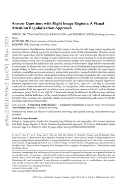 Answer Questions with Right Image Regions: A Visual Attention
  Regularization Approach