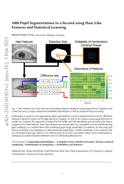 1000 Pupil Segmentations in a Second using Haar Like Features and
  Statistical Learning