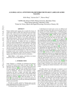 A Global-local Attention Framework for Weakly Labelled Audio Tagging