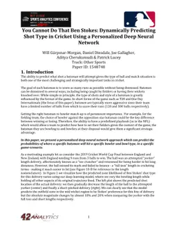 You Cannot Do That Ben Stokes: Dynamically Predicting Shot Type in
  Cricket Using a Personalized Deep Neural Network