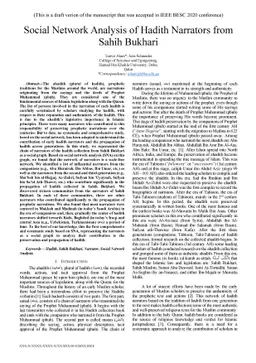 Social Network Analysis of Hadith Narrators from Sahih Bukhari