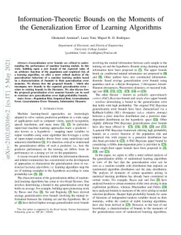 Information-Theoretic Bounds on the Moments of the Generalization Error
  of Learning Algorithms