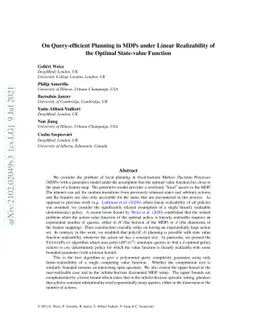 On Query-efficient Planning in MDPs under Linear Realizability of the
  Optimal State-value Function