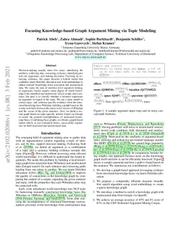 Focusing Knowledge-based Graph Argument Mining via Topic Modeling