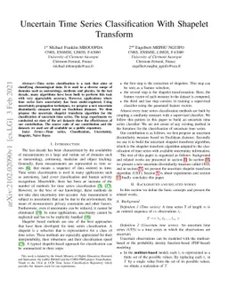 Uncertain Time Series Classification With Shapelet Transform