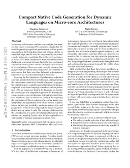 Compact Native Code Generation for Dynamic Languages on Micro-core
  Architectures
