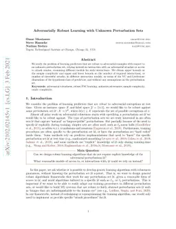 Adversarially Robust Learning with Unknown Perturbation Sets