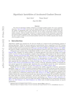 Algorithmic Instabilities of Accelerated Gradient Descent