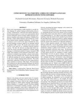Confusion2vec 2.0: Enriching Ambiguous Spoken Language Representations
  with Subwords