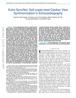Echo-SyncNet: Self-supervised Cardiac View Synchronization in
  Echocardiography