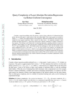 Query Complexity of Least Absolute Deviation Regression via Robust
  Uniform Convergence