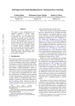 Self-Supervised Claim Identification for Automated Fact Checking