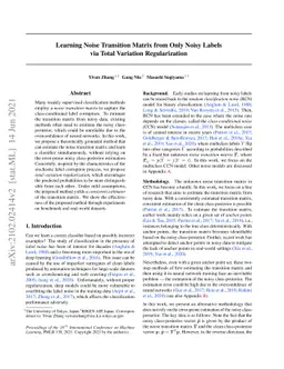 Learning Noise Transition Matrix from Only Noisy Labels via Total
  Variation Regularization