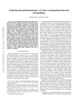 Exploring Beyond-Demonstrator via Meta Learning-Based Reward
  Extrapolation
