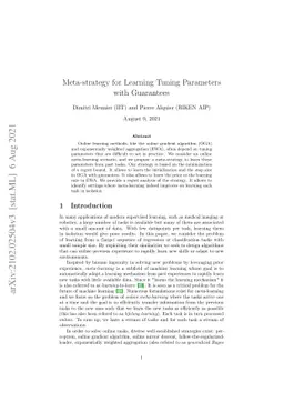 Meta-strategy for Learning Tuning Parameters with Guarantees