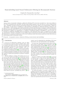 Dual-embedding based Neural Collaborative Filtering for Recommender
  Systems