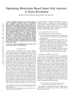 Optimizing Blockchain Based Smart Grid Auctions: A Green Revolution
