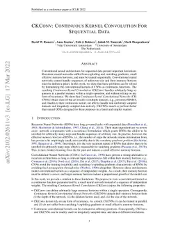 CKConv: Continuous Kernel Convolution For Sequential Data