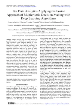 Big Data Analytics Applying the Fusion Approach of Multicriteria
  Decision Making with Deep Learning Algorithms