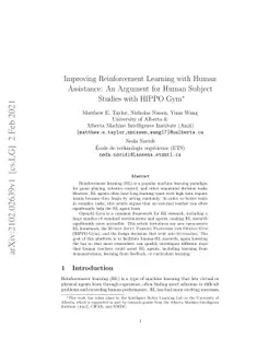 Improving Reinforcement Learning with Human Assistance: An Argument for
  Human Subject Studies with HIPPO Gym