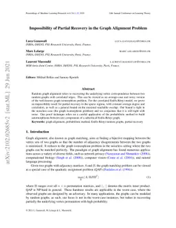 Impossibility of Partial Recovery in the Graph Alignment Problem