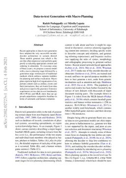 Data-to-text Generation with Macro Planning